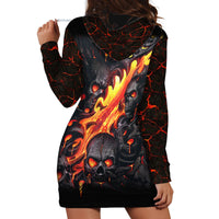 Skull Hoodie Dress Flame Skull Lava Inside - Wonder Print Shop