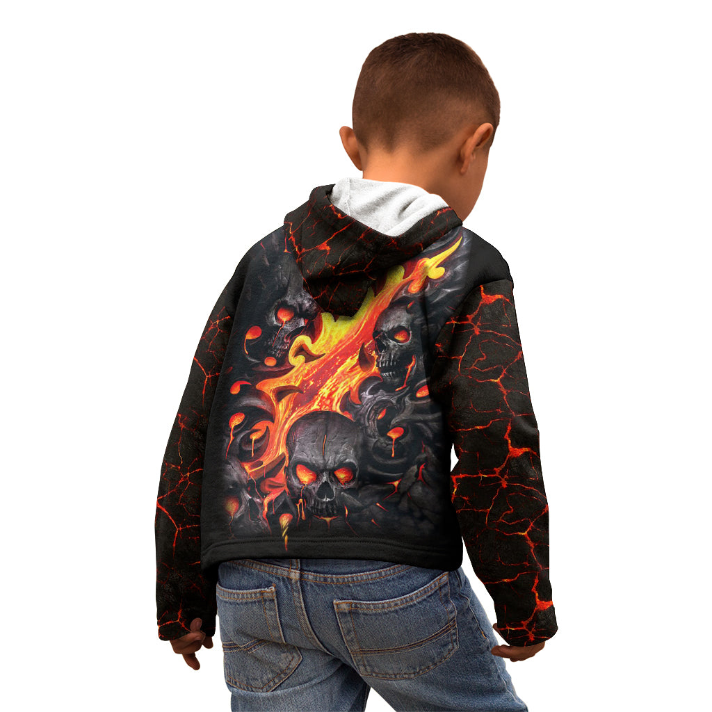 Skull Kid Hoodie Flame Skull Lava Inside - Wonder Print Shop