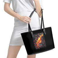 Skull Leather Tote Bag Flame Skull Lava Inside - Wonder Print Shop