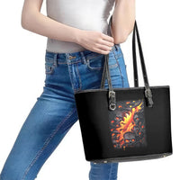Skull Leather Tote Bag Flame Skull Lava Inside - Wonder Print Shop