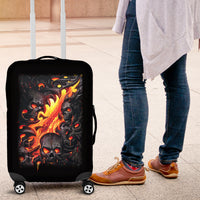 Skull Luggage Cover Flame Skull Lava Inside - Wonder Print Shop