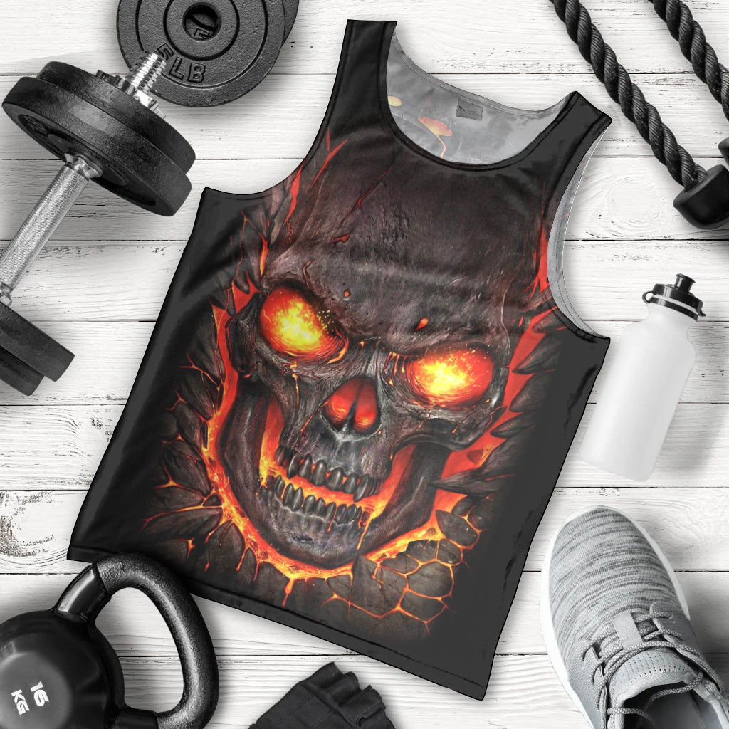 Skull Men Tank Top Flame Skull Lava Inside DT01