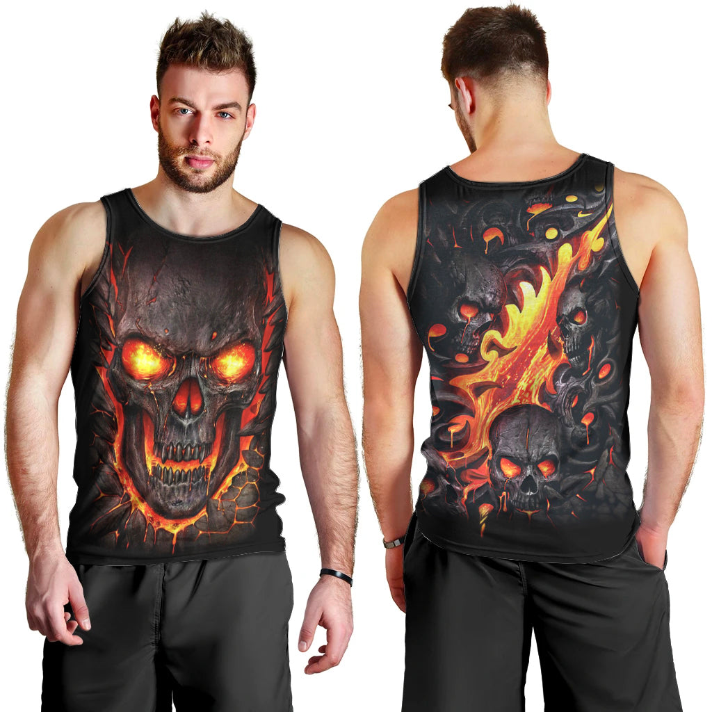 Skull Men Tank Top Flame Skull Lava Inside DT01