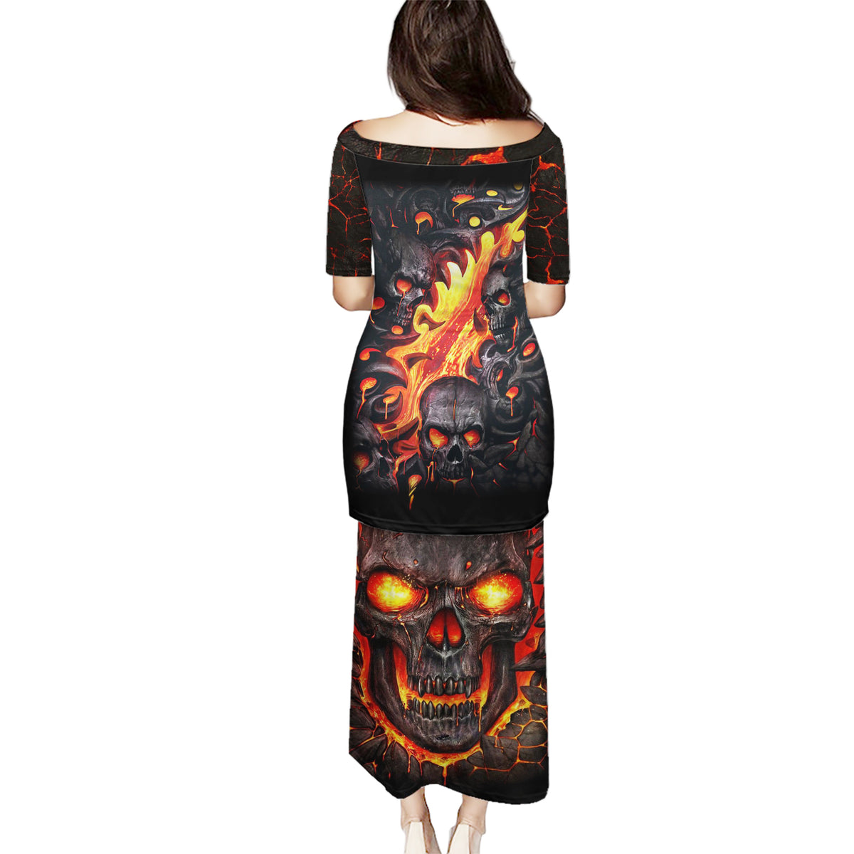 Skull Puletasi Flame Skull Lava Inside - Wonder Print Shop