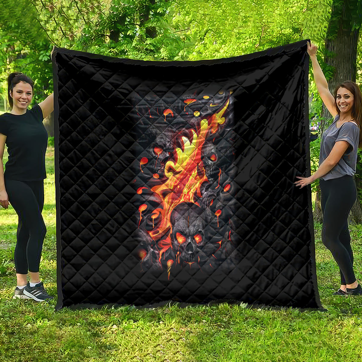 Skull Quilt Flame Skull Lava Inside - Wonder Print Shop
