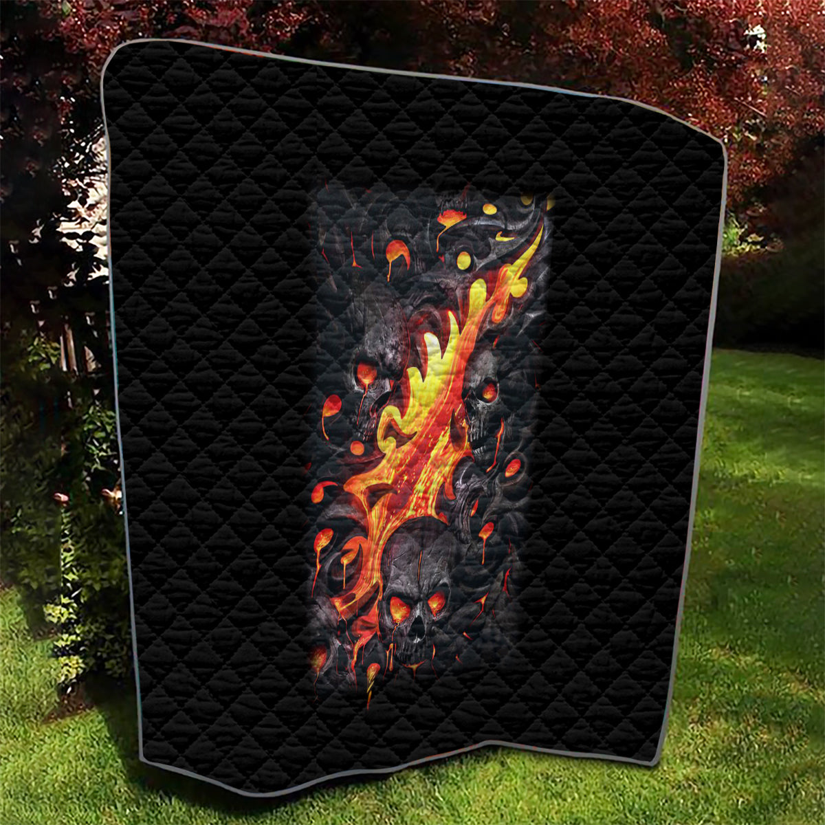 Skull Quilt Flame Skull Lava Inside - Wonder Print Shop