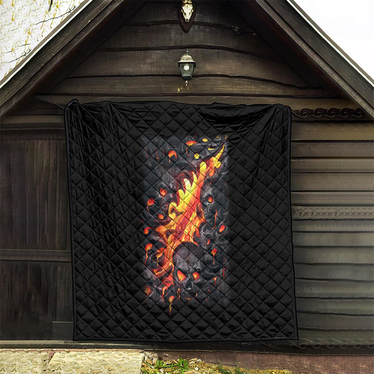 Skull Quilt Flame Skull Lava Inside - Wonder Print Shop