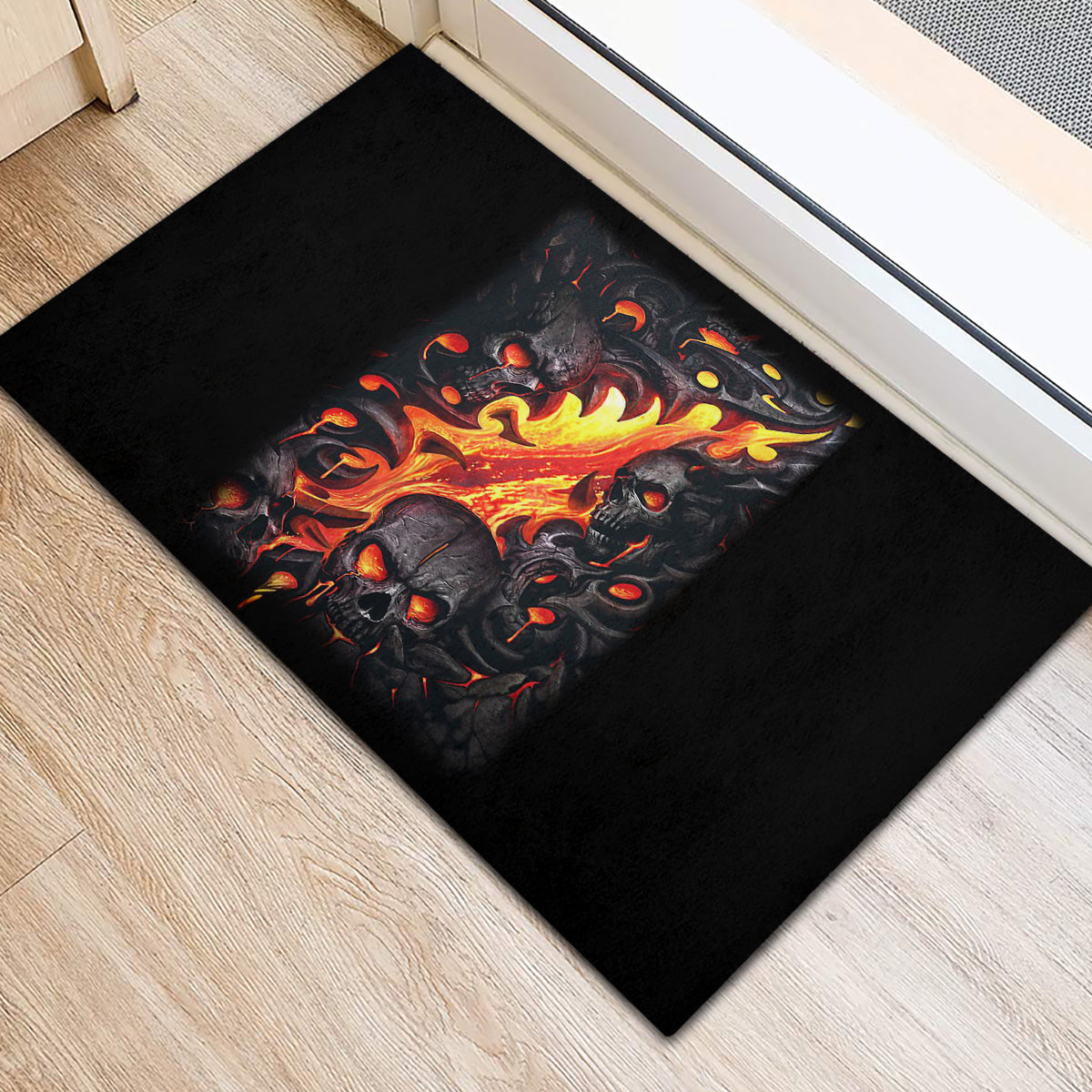 Skull Rubber Doormat Flame Skull Lava Inside - Wonder Print Shop