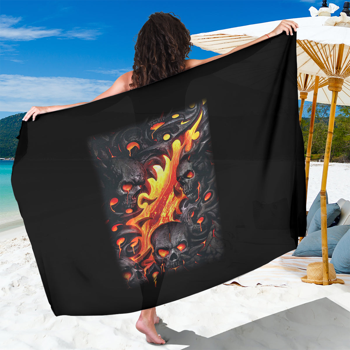 Skull Sarong Flame Skull Lava Inside - Wonder Print Shop