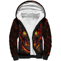 Skull Sherpa Hoodie Flame Skull Lava Inside - Wonder Print Shop