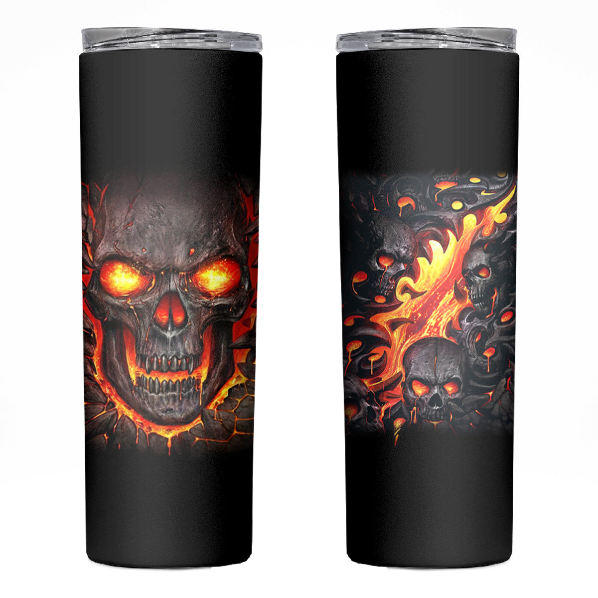 Skull Skinny Tumbler Flame Skull Lava Inside - Wonder Print Shop