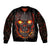 Skull Sleeve Zip Bomber Jacket Flame Skull Lava Inside - Wonder Print Shop