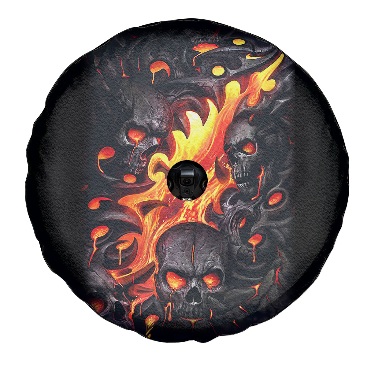 Skull Spare Tire Cover Flame Skull Lava Inside - Wonder Print Shop