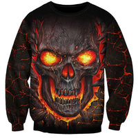 Skull Sweatshirt Flame Skull Lava Inside - Wonder Print Shop