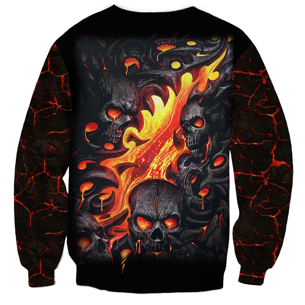 Skull Sweatshirt Flame Skull Lava Inside - Wonder Print Shop