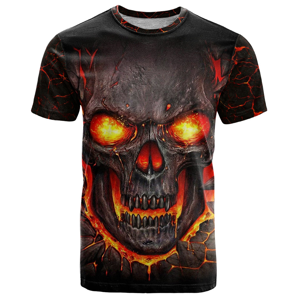 Skull T Shirt Flame Skull Lava Inside - Wonder Print Shop