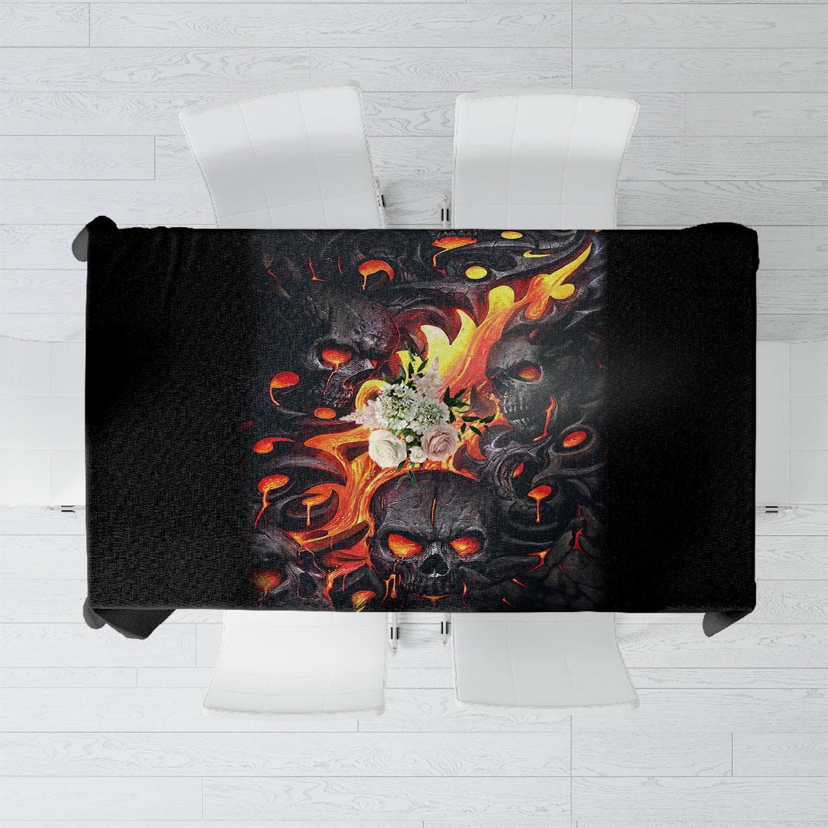 Skull Tablecloth Flame Skull Lava Inside - Wonder Print Shop