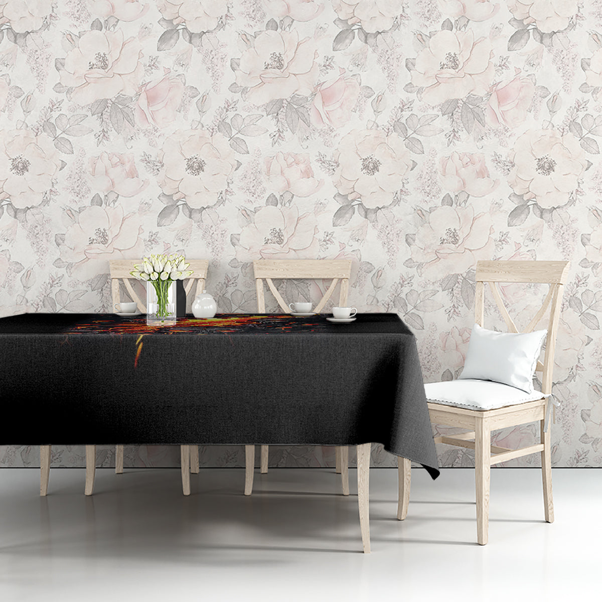 Skull Tablecloth Flame Skull Lava Inside - Wonder Print Shop