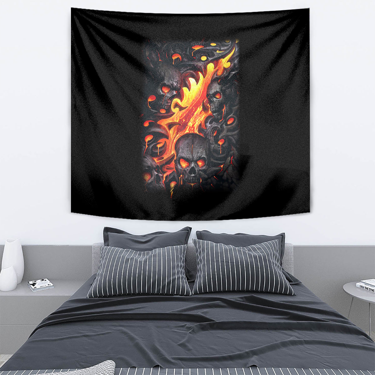 Skull Tapestry Flame Skull Lava Inside - Wonder Print Shop