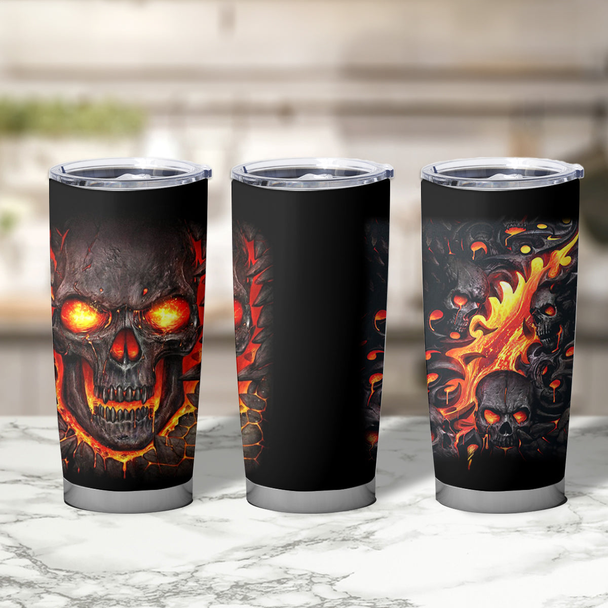Skull Tumbler Cup Flame Skull Lava Inside - Wonder Print Shop