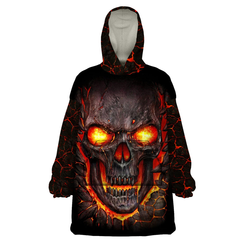 Skull Wearable Blanket Hoodie Flame Skull Lava Inside - Wonder Print Shop