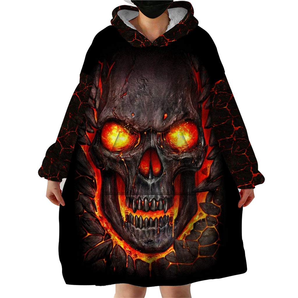 Skull Wearable Blanket Hoodie Flame Skull Lava Inside - Wonder Print Shop