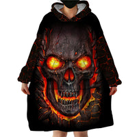 Skull Wearable Blanket Hoodie Flame Skull Lava Inside - Wonder Print Shop