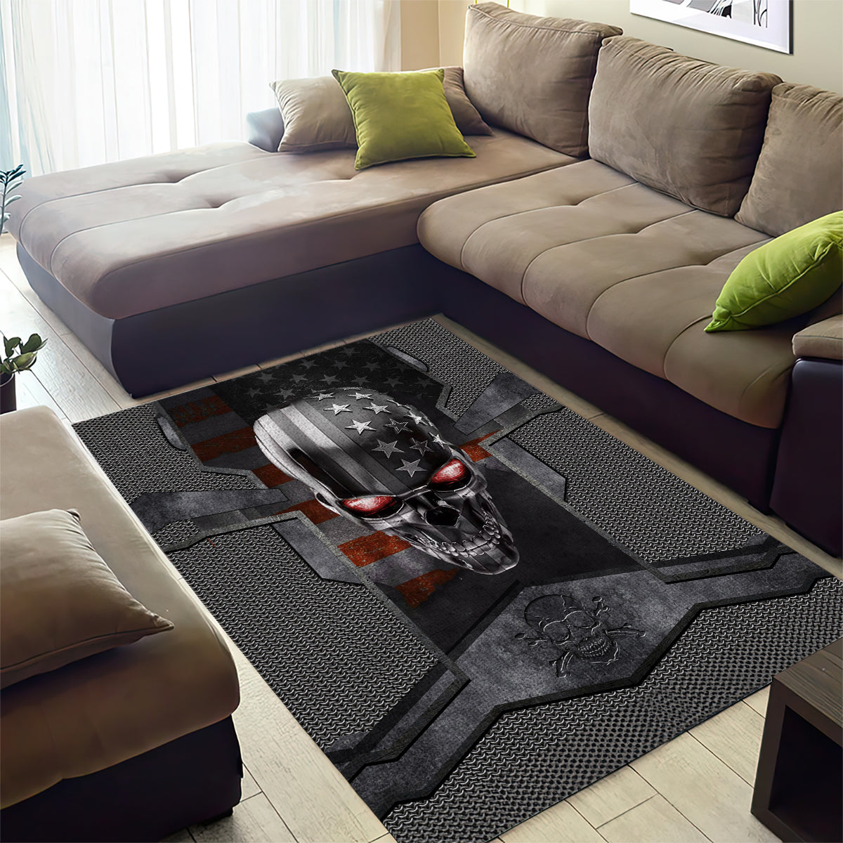 Skull Area Rug Metal Head Skull American - Wonder Print Shop