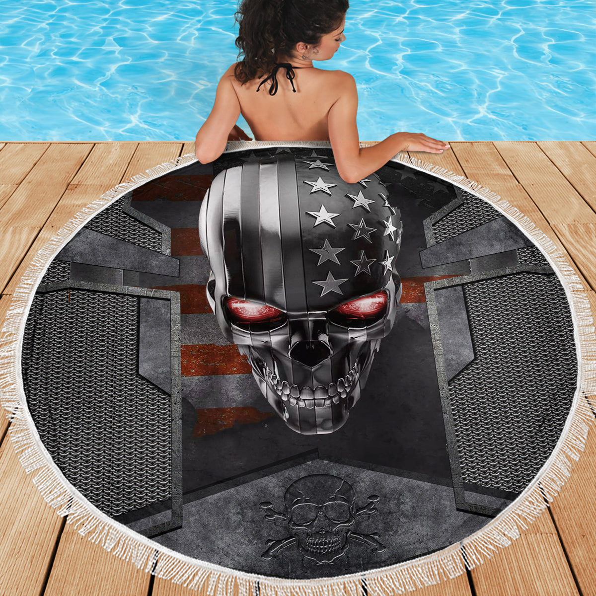 Skull Beach Blanket Metal Head Skull American - Wonder Print Shop