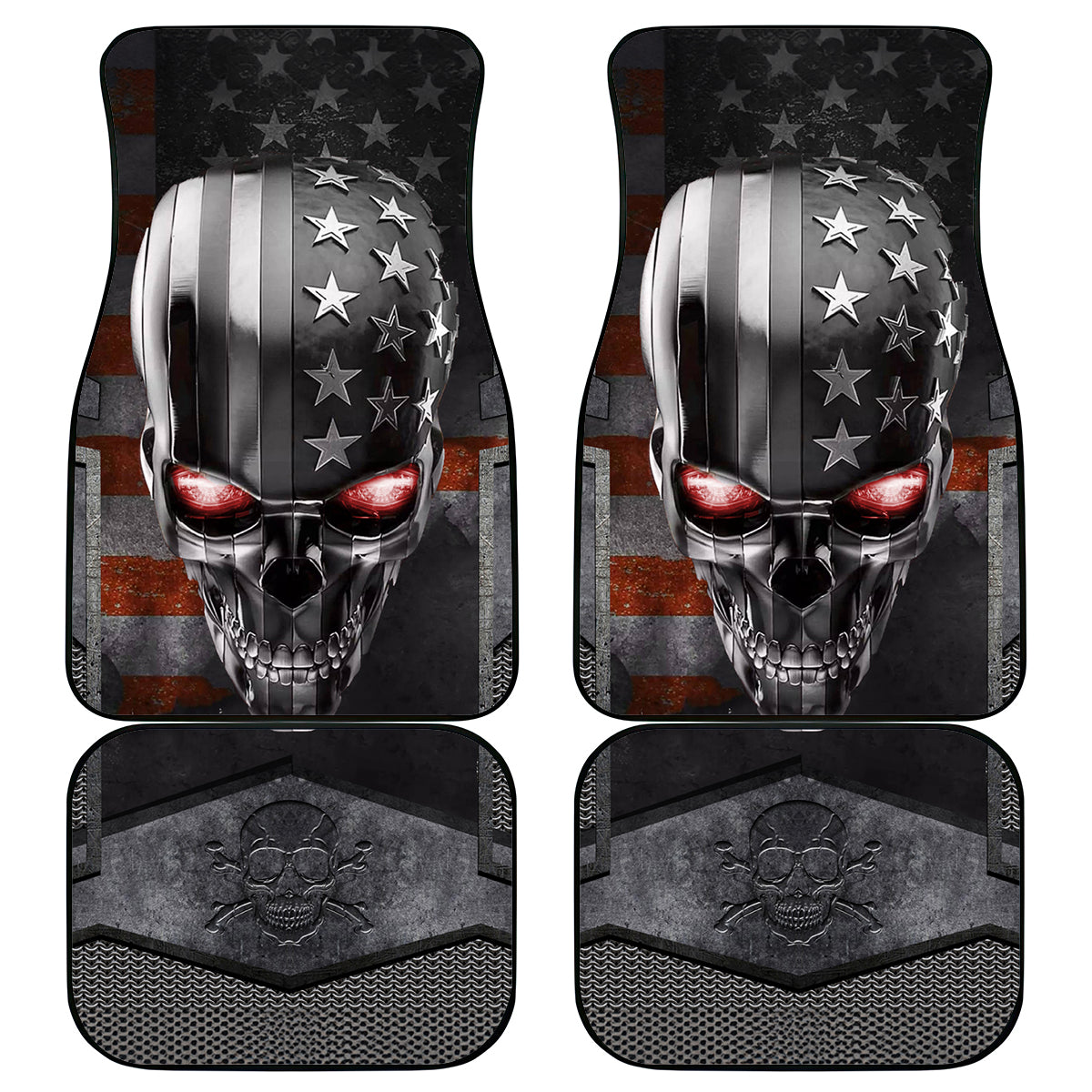 Skull Car Mats Metal Head Skull American - Wonder Print Shop