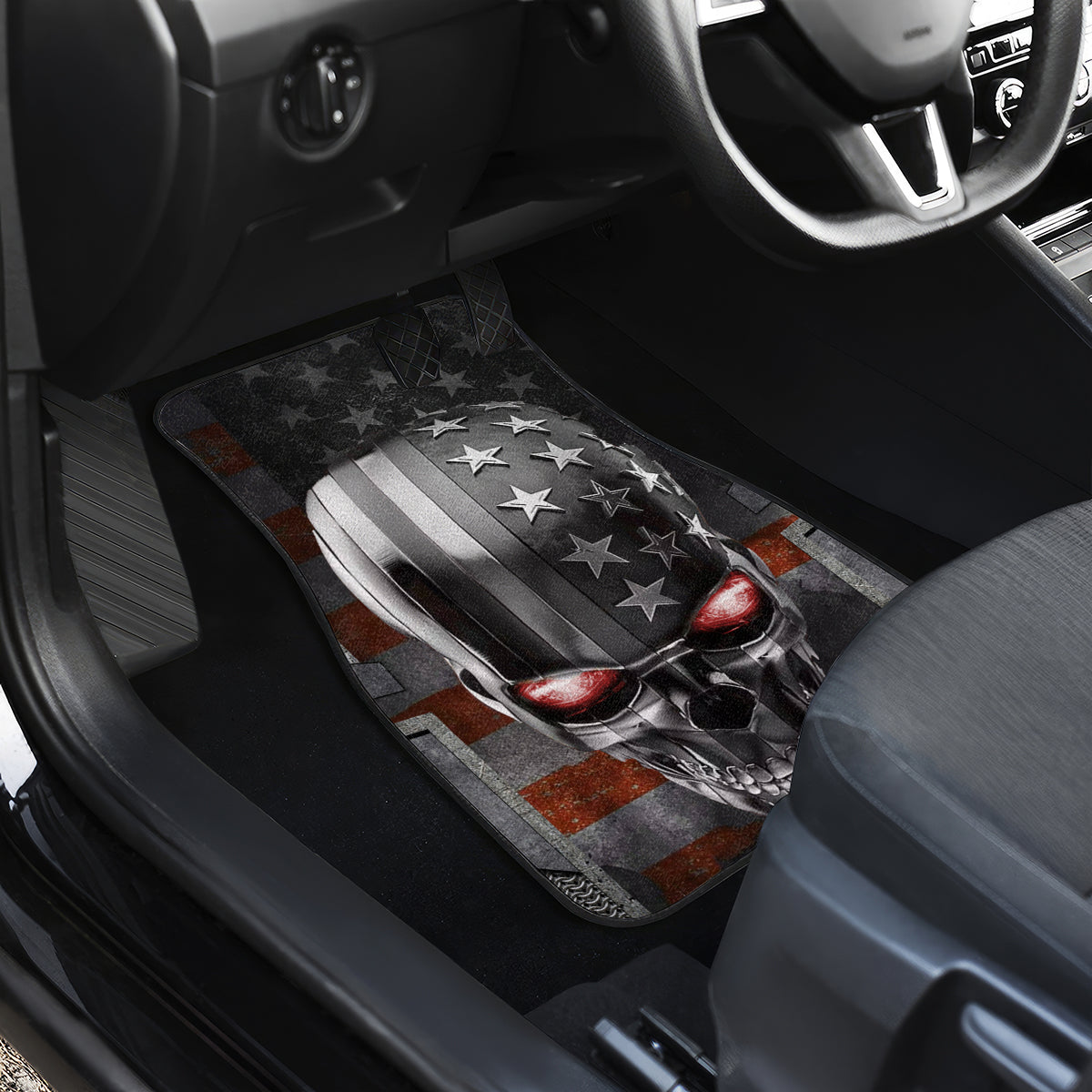 Skull Car Mats Metal Head Skull American - Wonder Print Shop