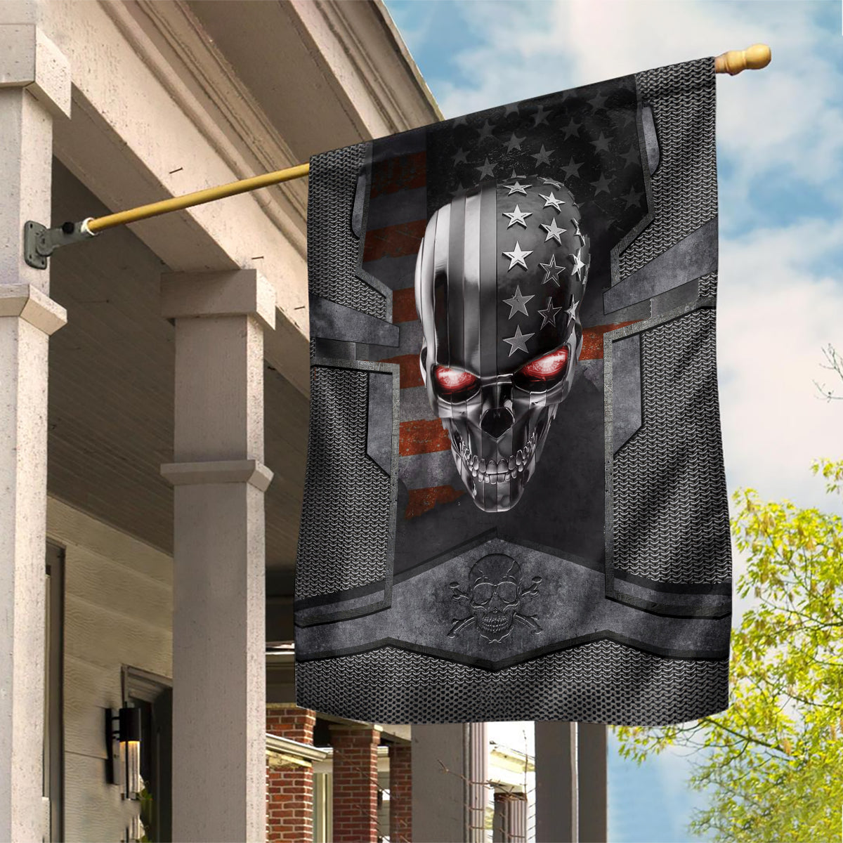 Skull Garden Flag Metal Head Skull American - Wonder Print Shop