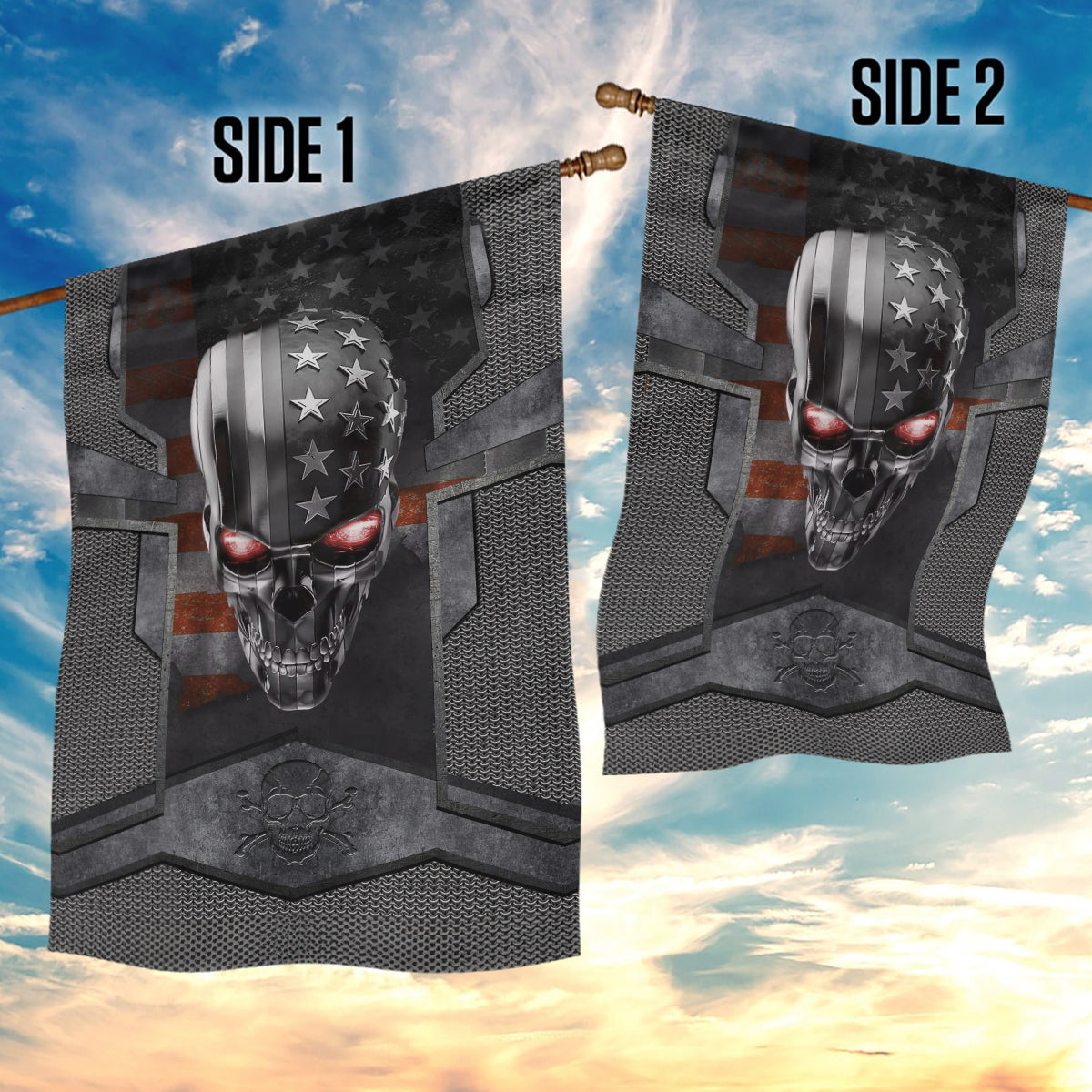 Skull Garden Flag Metal Head Skull American - Wonder Print Shop