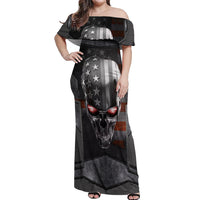 Skull Off Shoulder Maxi Dress Metal Head Skull American - Wonder Print Shop