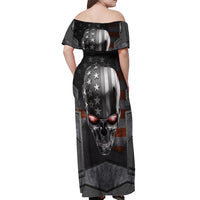 Skull Off Shoulder Maxi Dress Metal Head Skull American - Wonder Print Shop