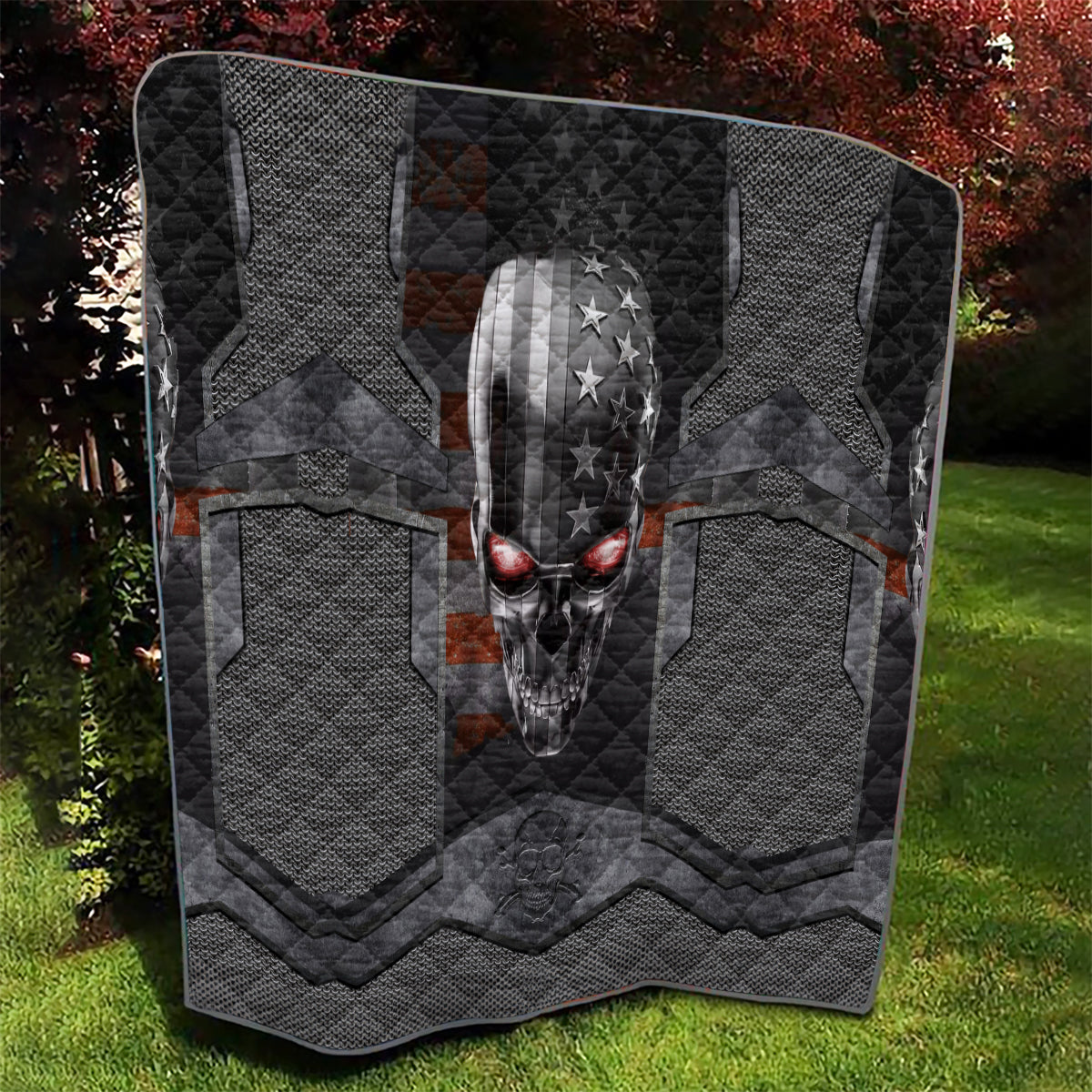 Skull Quilt Metal Head Skull American - Wonder Print Shop