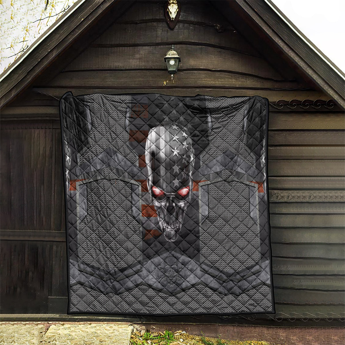 Skull Quilt Metal Head Skull American - Wonder Print Shop