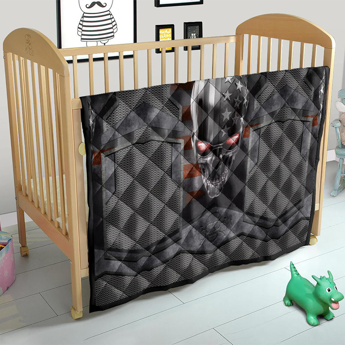 Skull Quilt Metal Head Skull American - Wonder Print Shop