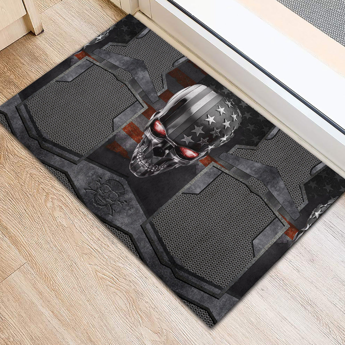 Skull Rubber Doormat Metal Head Skull American - Wonder Print Shop