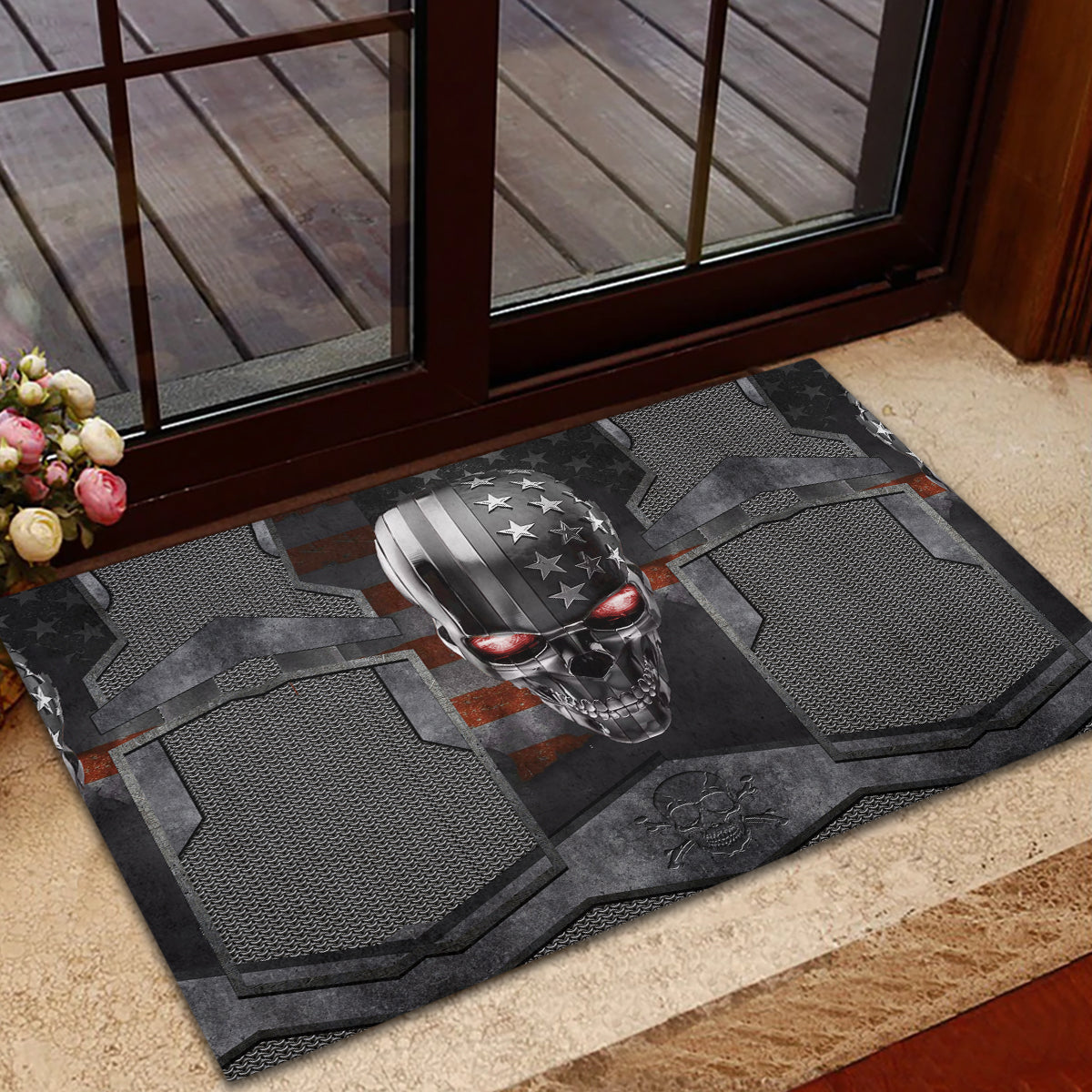 Skull Rubber Doormat Metal Head Skull American - Wonder Print Shop