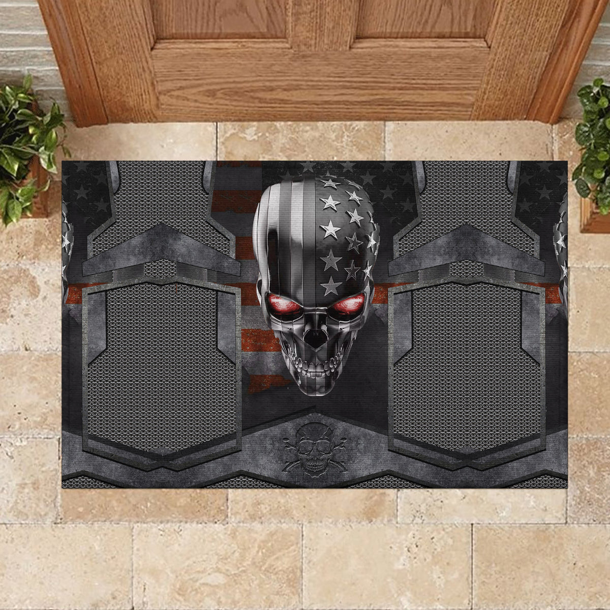 Skull Rubber Doormat Metal Head Skull American - Wonder Print Shop