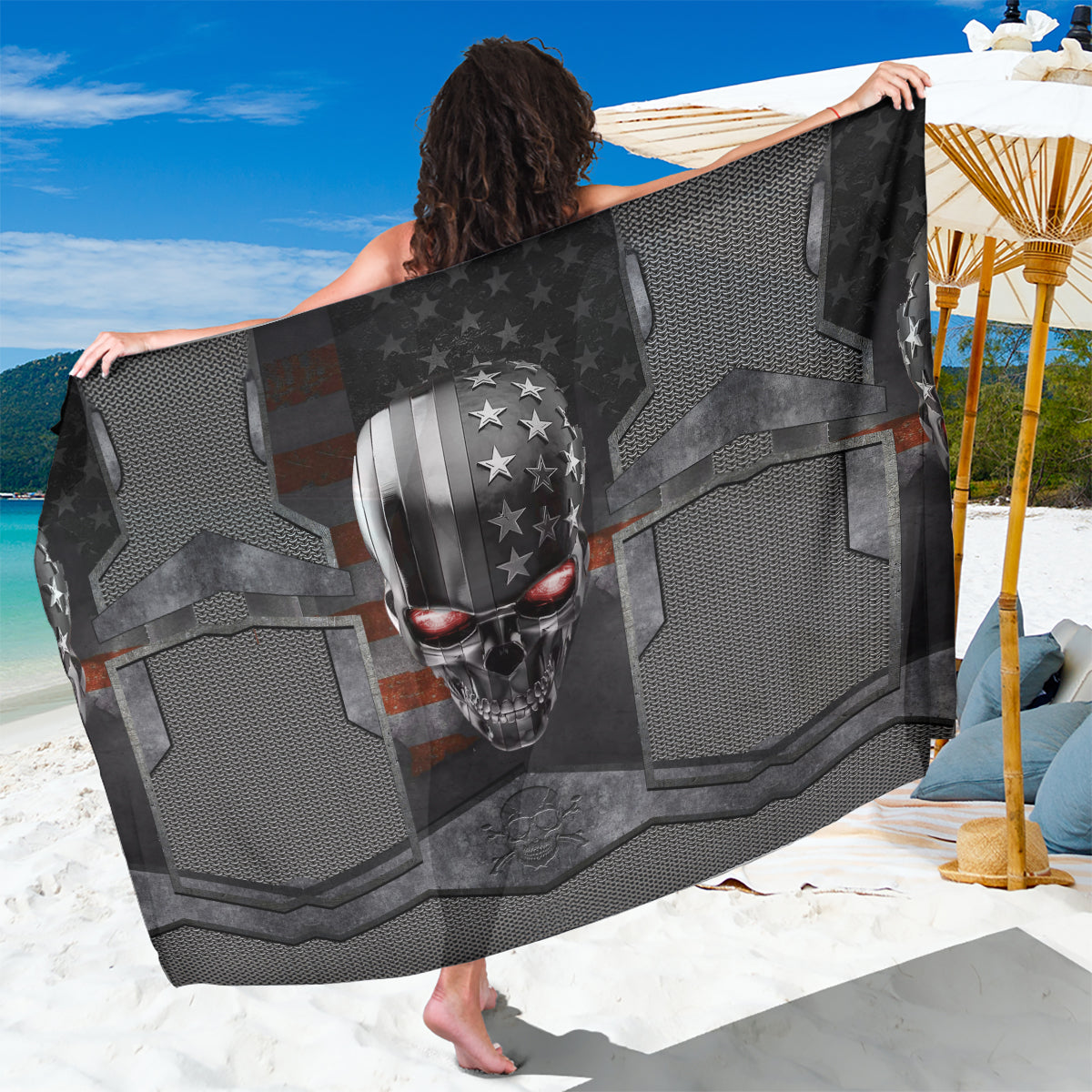 Skull Sarong Metal Head Skull American - Wonder Print Shop