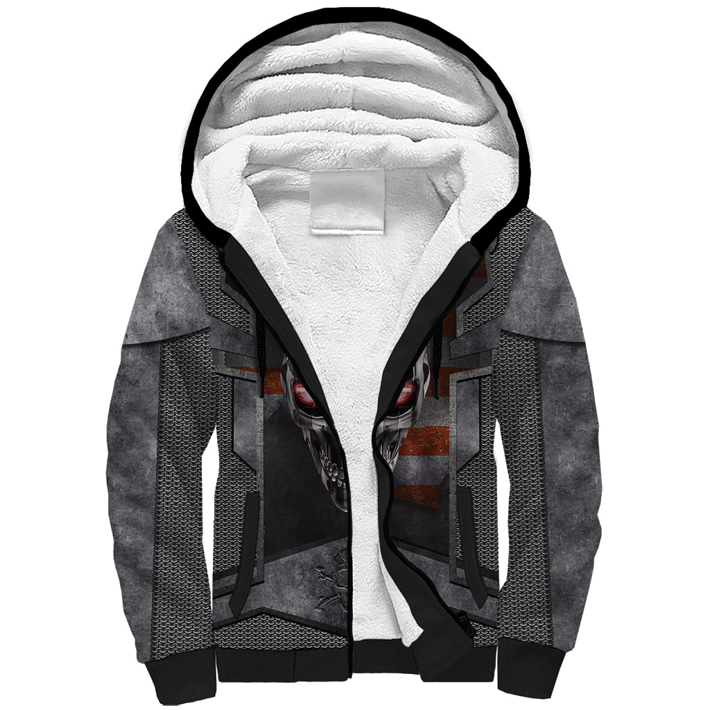 Skull Sherpa Hoodie Metal Head Skull American - Wonder Print Shop