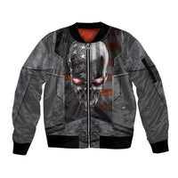 Skull Sleeve Zip Bomber Jacket Metal Head Skull American - Wonder Print Shop
