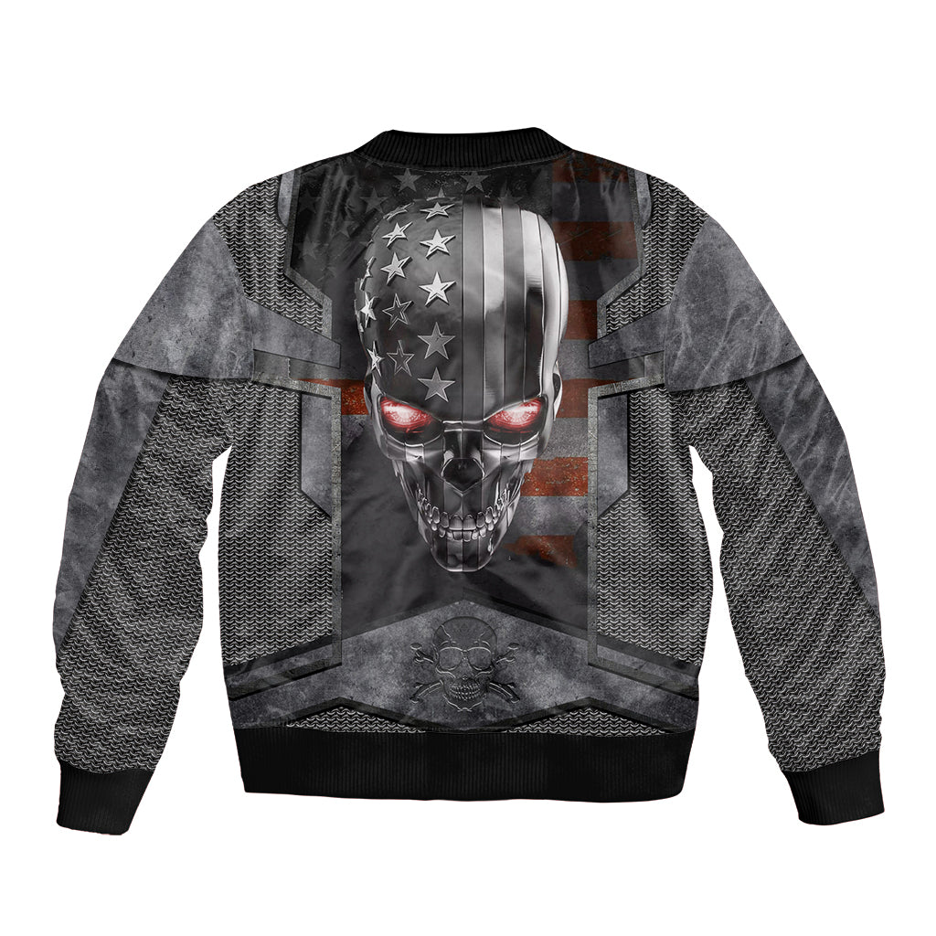 Skull Sleeve Zip Bomber Jacket Metal Head Skull American - Wonder Print Shop