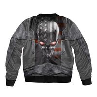 Skull Sleeve Zip Bomber Jacket Metal Head Skull American - Wonder Print Shop