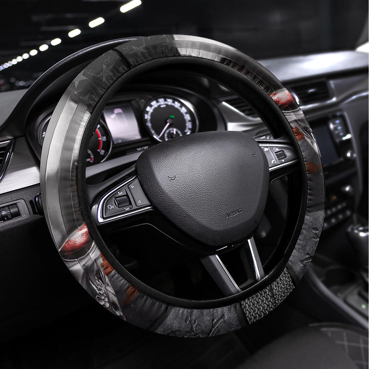 Skull Steering Wheel Cover Metal Head Skull American - Wonder Print Shop