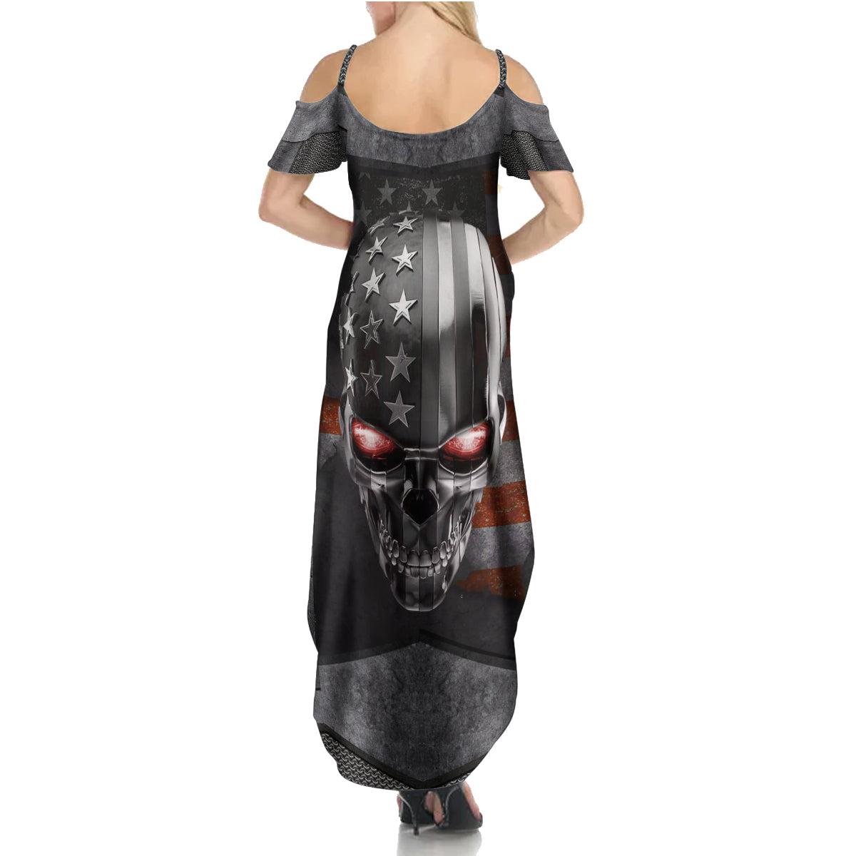 Skull Summer Maxi Dress Metal Head Skull American - Wonder Print Shop
