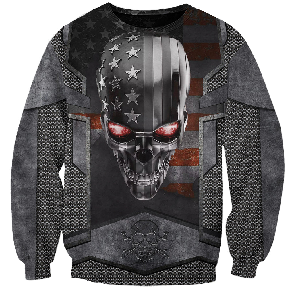 Skull Sweatshirt Metal Head Skull American - Wonder Print Shop