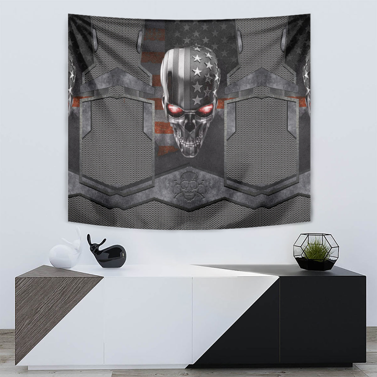 Skull Tapestry Metal Head Skull American - Wonder Print Shop